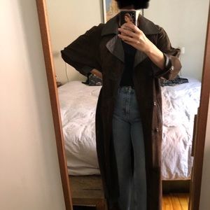 Vintage reversible brown suede and leather trench